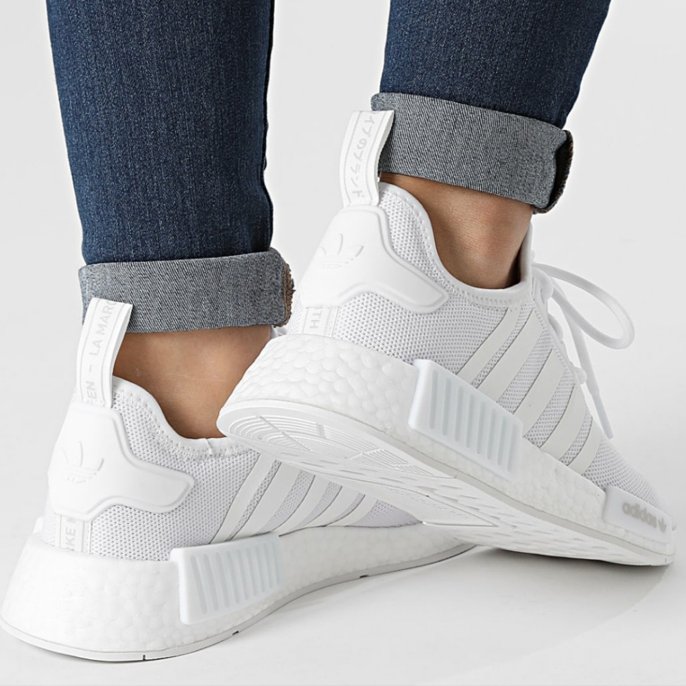 NWT adidas NMD_R1 All White Running Workout Shoes